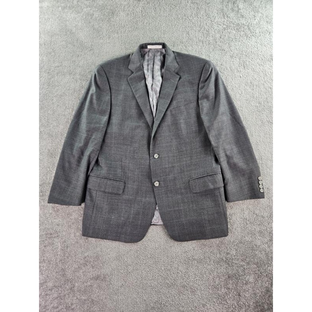 John W. Nordstrom Suit Jacket 46 R Gray Wool Glen Plaid Luxury Guabello Italy